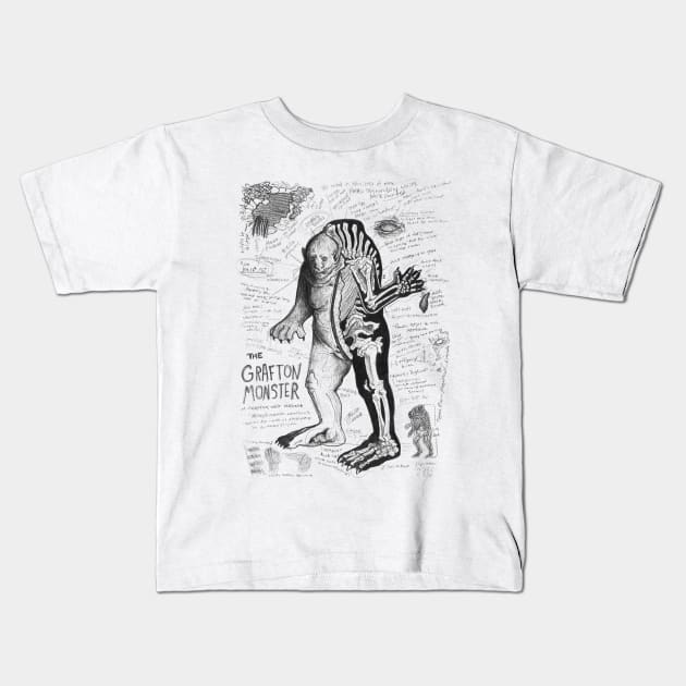 Grafton Monster Bigfoot Study Kids T-Shirt by Ballyraven